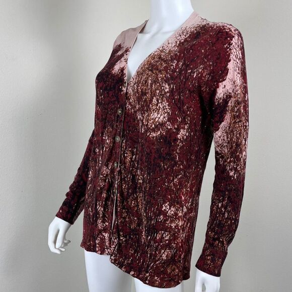 Kenneth Cole Women Size M Purple Pink Silk Knit Cardigan Sweater Button Office - Picture 10 of 15